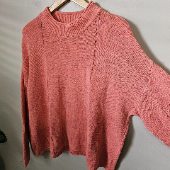 NWT FREE PEOPLE BEACH CORAL/CORA CREW NECK PULLOVER SWEATER COTTON SIZE SMALL - Picture 2 of 16